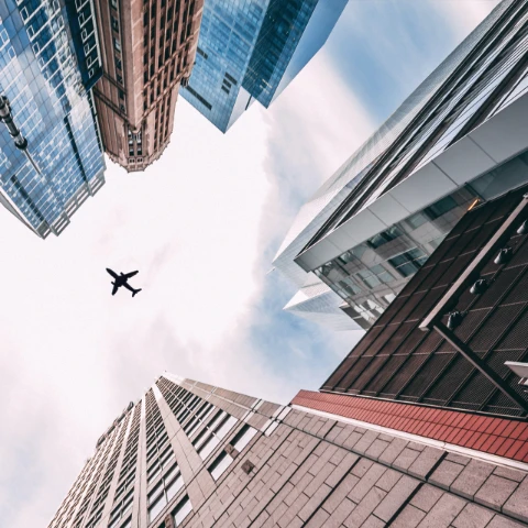 Airplane at the high sky